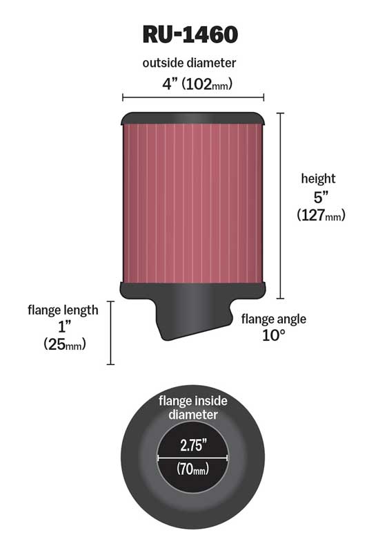 K&N RU-1460 Universal Clamp-On Air Filter
