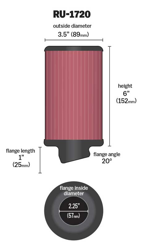 K&N RU-1720 Universal Clamp-On Air Filter