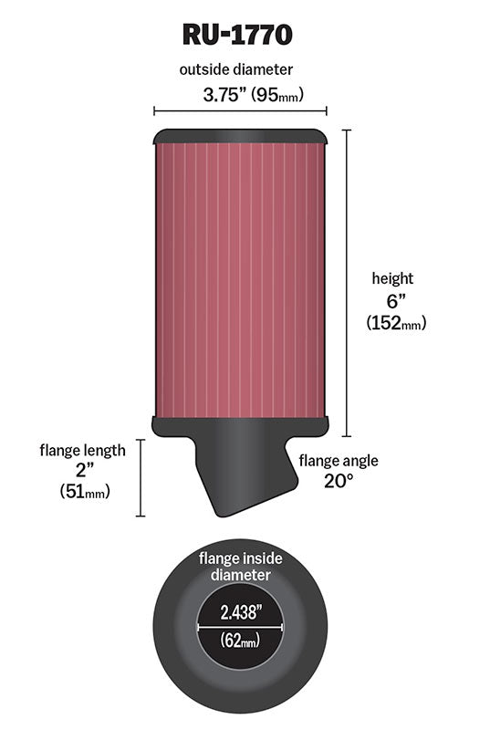 K&N RU-1770 Universal Clamp-On Air Filter