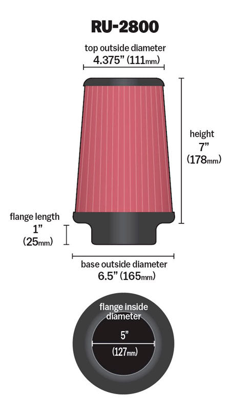 K&N RU-2800 Universal Clamp-On Air Filter