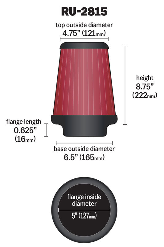 K&N RU-2815 Universal Clamp-On Air Filter
