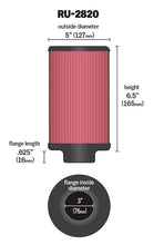 Load image into Gallery viewer, K&amp;N RU-2820 Universal Clamp-On Air Filter