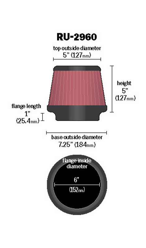 K&N RU-2960 Universal Clamp-On Air Filter