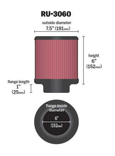 Load image into Gallery viewer, K&amp;N RU-3060 Universal Clamp-On Air Filter