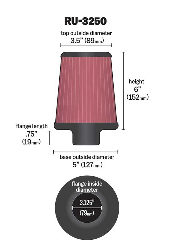 K&N RU-3250 Universal Clamp-On Air Filter