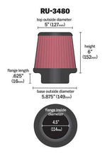 Load image into Gallery viewer, K&amp;N RU-3480 Universal Clamp-On Air Filter