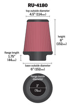 Load image into Gallery viewer, K&amp;N RU-4180 Universal Clamp-On Air Filter