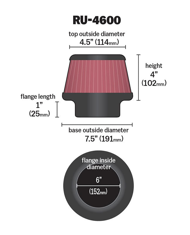 K&N RU-4600 Universal Clamp-On Air Filter