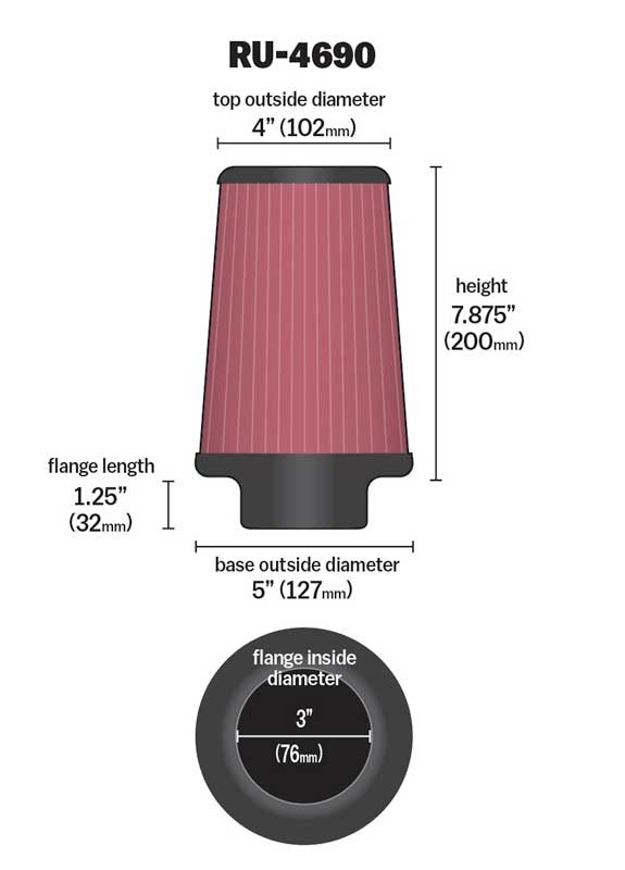 K&N RU-4690 Universal Clamp-On Air Filter