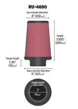 Load image into Gallery viewer, K&amp;N RU-4690 Universal Clamp-On Air Filter