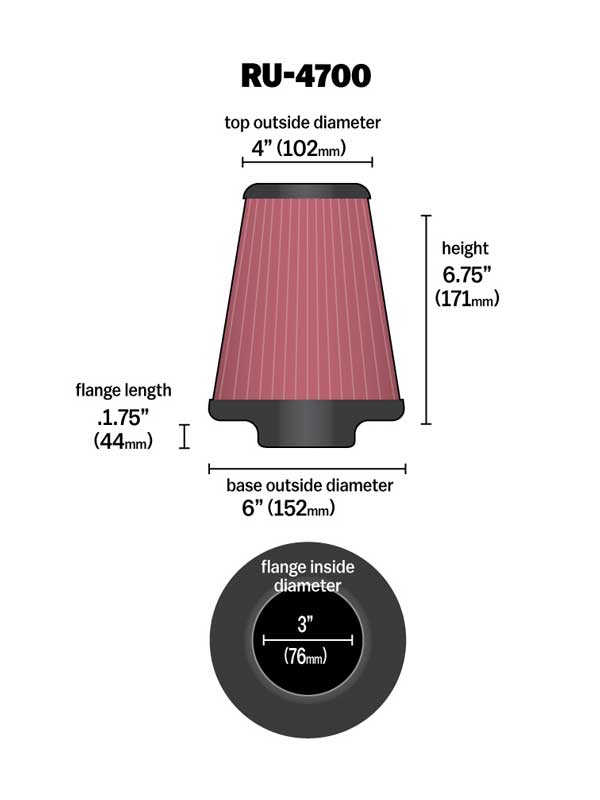 K&N RU-4700 Universal Clamp-On Air Filter