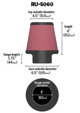 Load image into Gallery viewer, K&amp;N RU-5060 Universal Clamp-On Air Filter