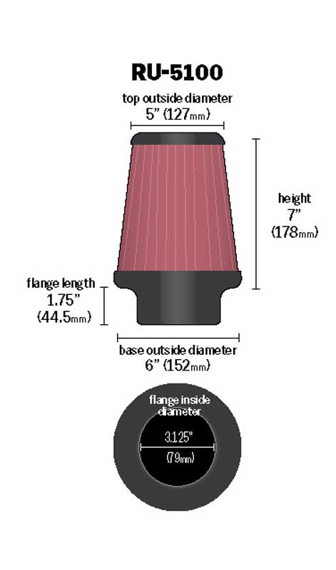 K&N RU-5100 Universal Clamp-On Air Filter