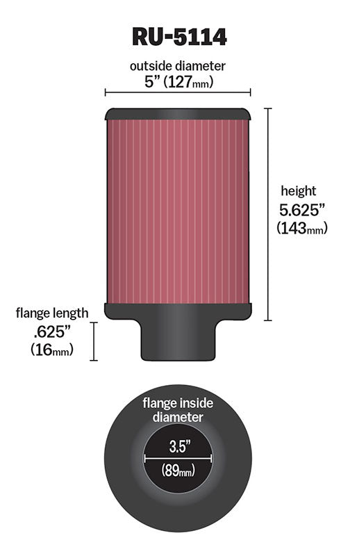 K&N RU-5114 Universal Clamp-On Air Filter