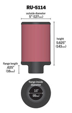 Load image into Gallery viewer, K&amp;N RU-5114 Universal Clamp-On Air Filter