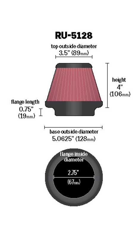 K&N RU-5128 Universal Clamp-On Air Filter
