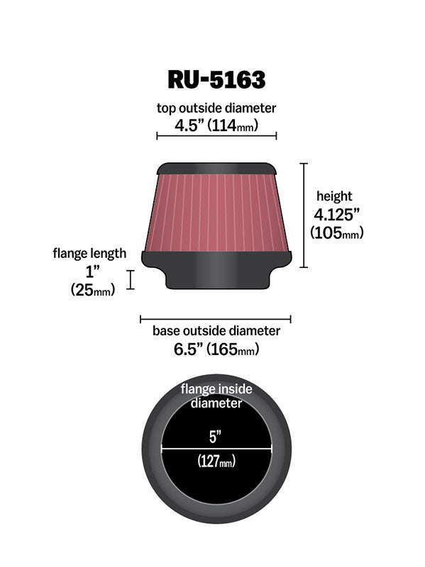 K&N RU-5163 Universal Clamp-On Air Filter