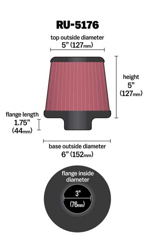 K&N RU-5176 Universal Clamp-On Air Filter