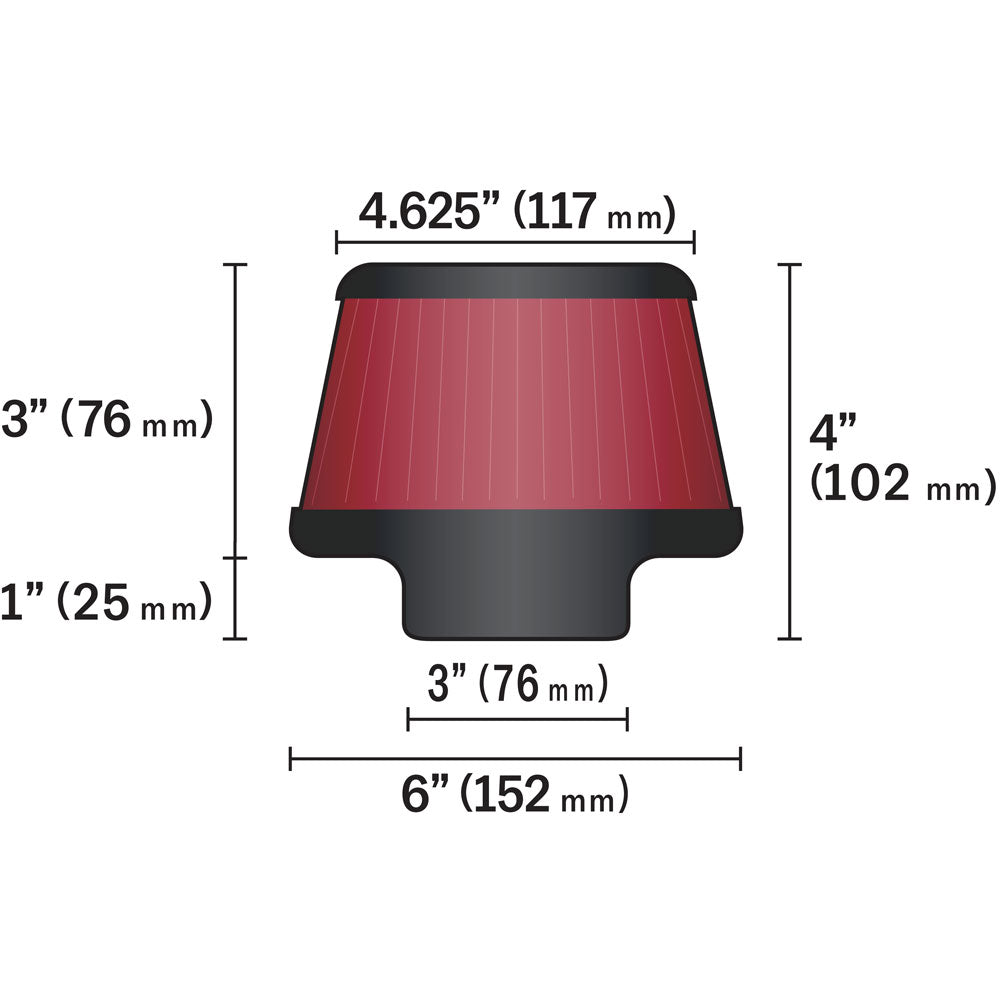 K&N RU-5288 Universal Clamp-On Air Filter