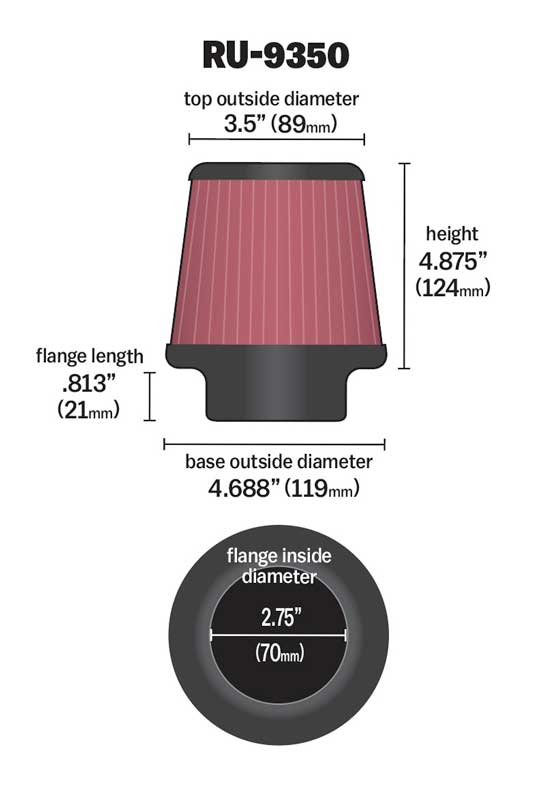K&N RU-9350 Universal Clamp-On Air Filter