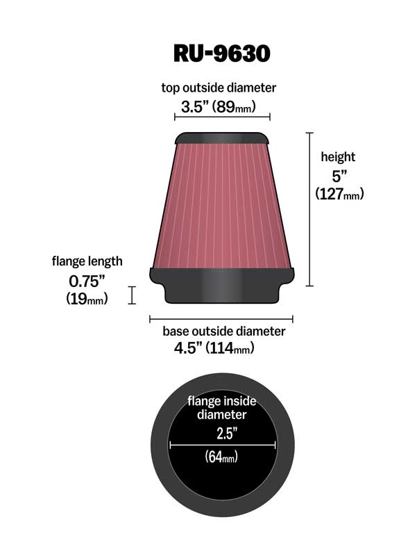 K&N RU-9630 Universal Clamp-On Air Filter