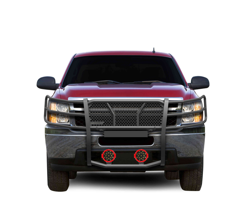 Black Horse Off Road RU-CHSI07-B-PLR Rugged Heavy Duty Grille Guard Kit for Select Chevrolet Silverado