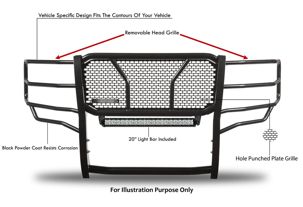 Black Horse Off Road RU-CHSI15-B-KIT Rugged Heavy Duty Grille Guard Kit for Select Chevrolet Silverado HD, Chevrolet Silverado HD