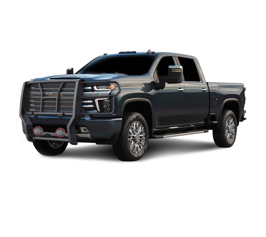 Black Horse Off Road RU-CHSI30-B-PLFR Rugged Heavy Duty Grille Guard Kit for Select Chevrolet Silverado HD, Chevrolet Silverado HD
