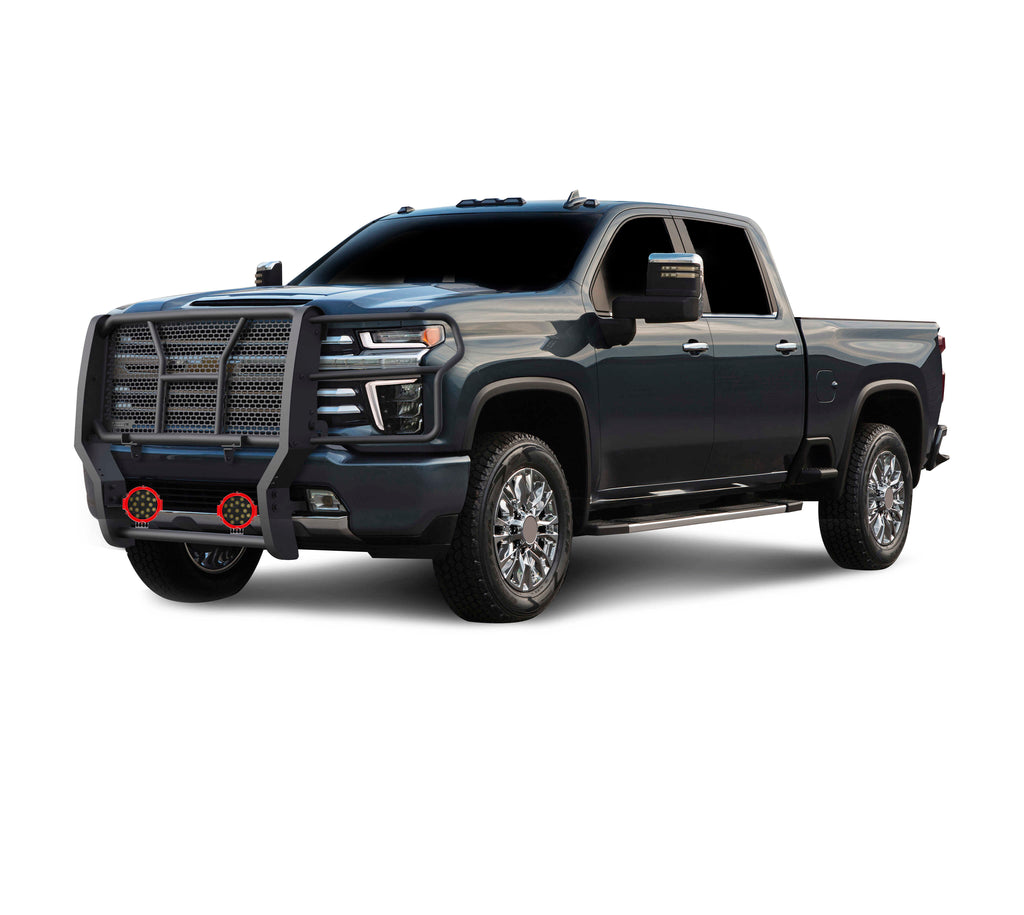 Black Horse Off Road RU-CHSI30-B-PLR Rugged Heavy Duty Grille Guard Kit for Select Chevrolet Silverado HD, Chevrolet Silverado HD