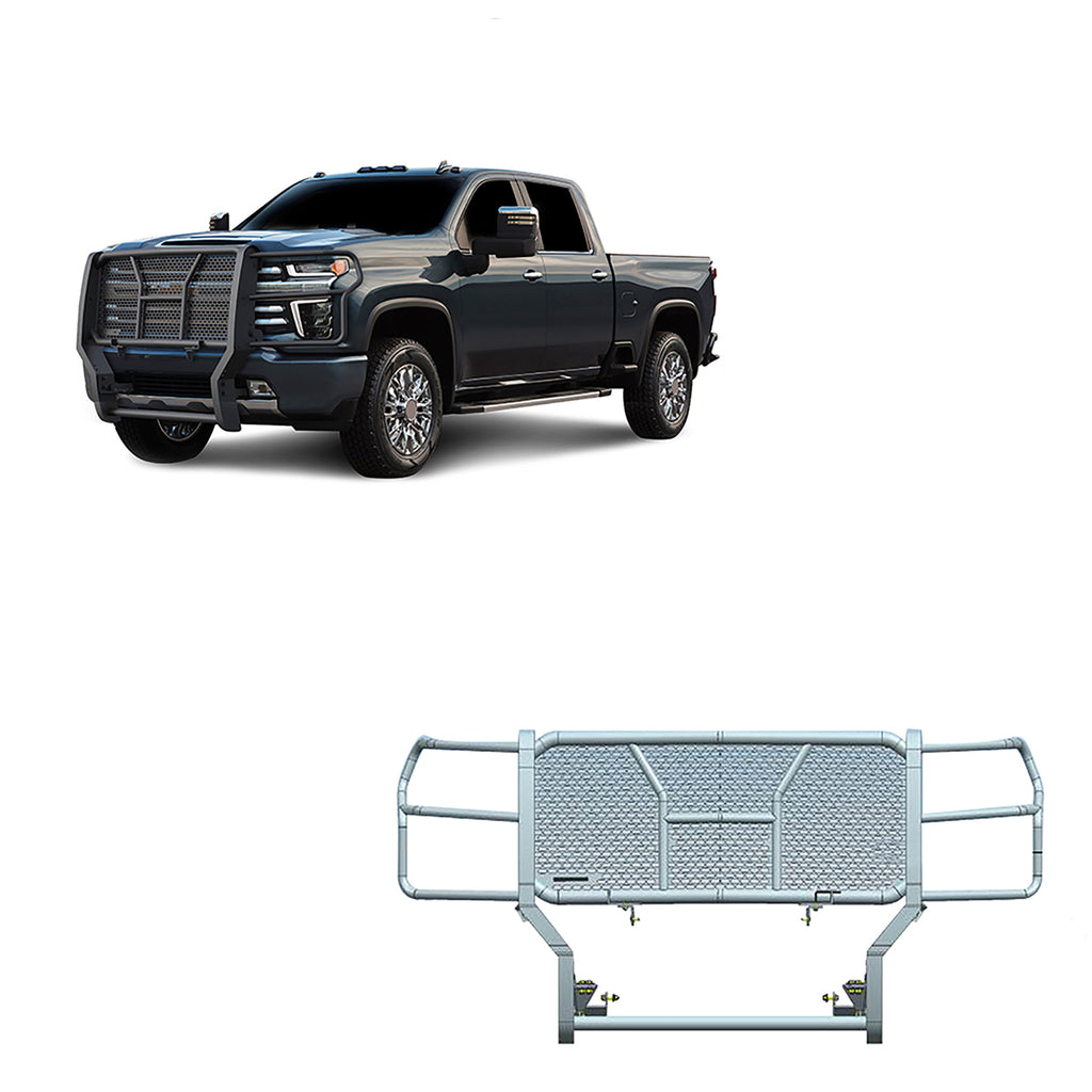 Black Horse Off Road RU-CHSI30-B Rugged Heavy Duty Grille Guard for Select Chevrolet Silverado HD, Chevrolet Silverado HD