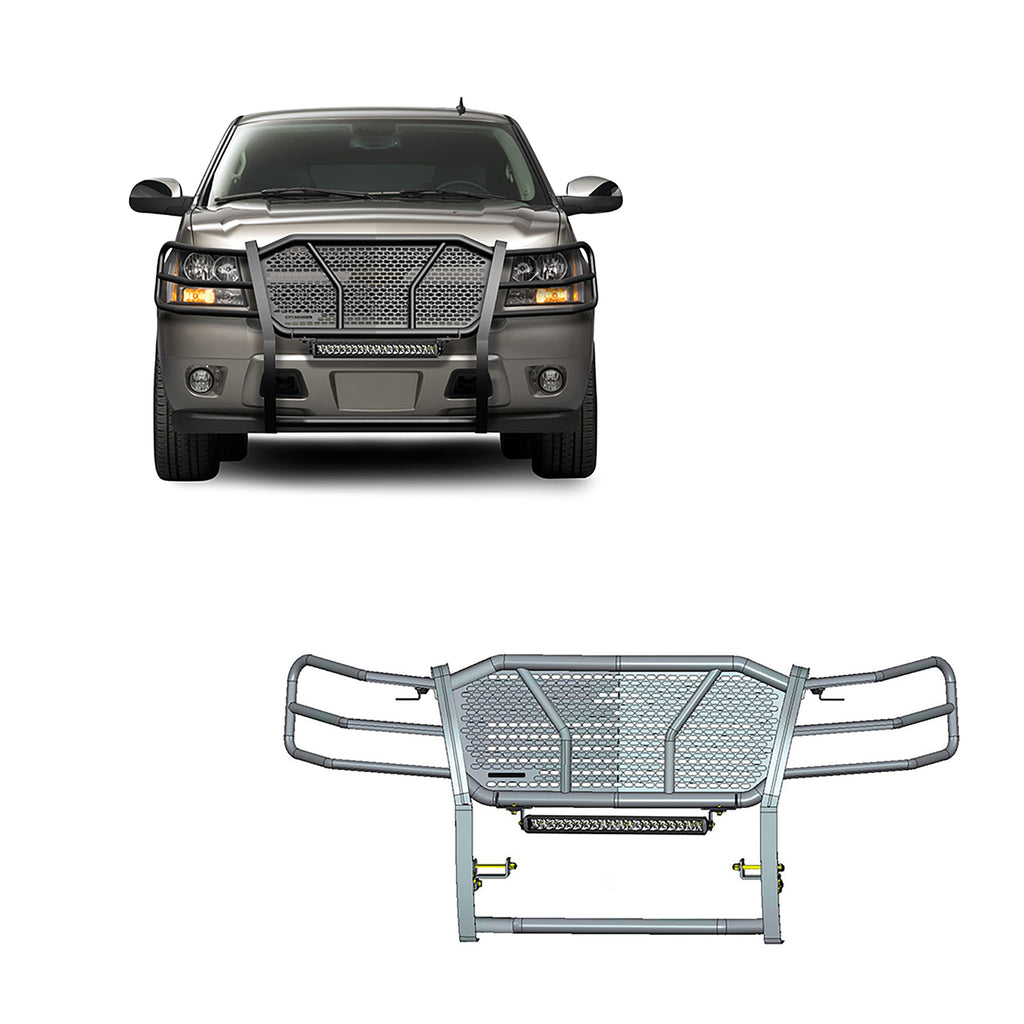 Black Horse Off Road RU-CHTA07-B-K2 Rugged Heavy Duty Grille Guard Kit for Select Chevrolet Avalanche, Chevrolet Suburban 1500, Chevrolet Tahoe