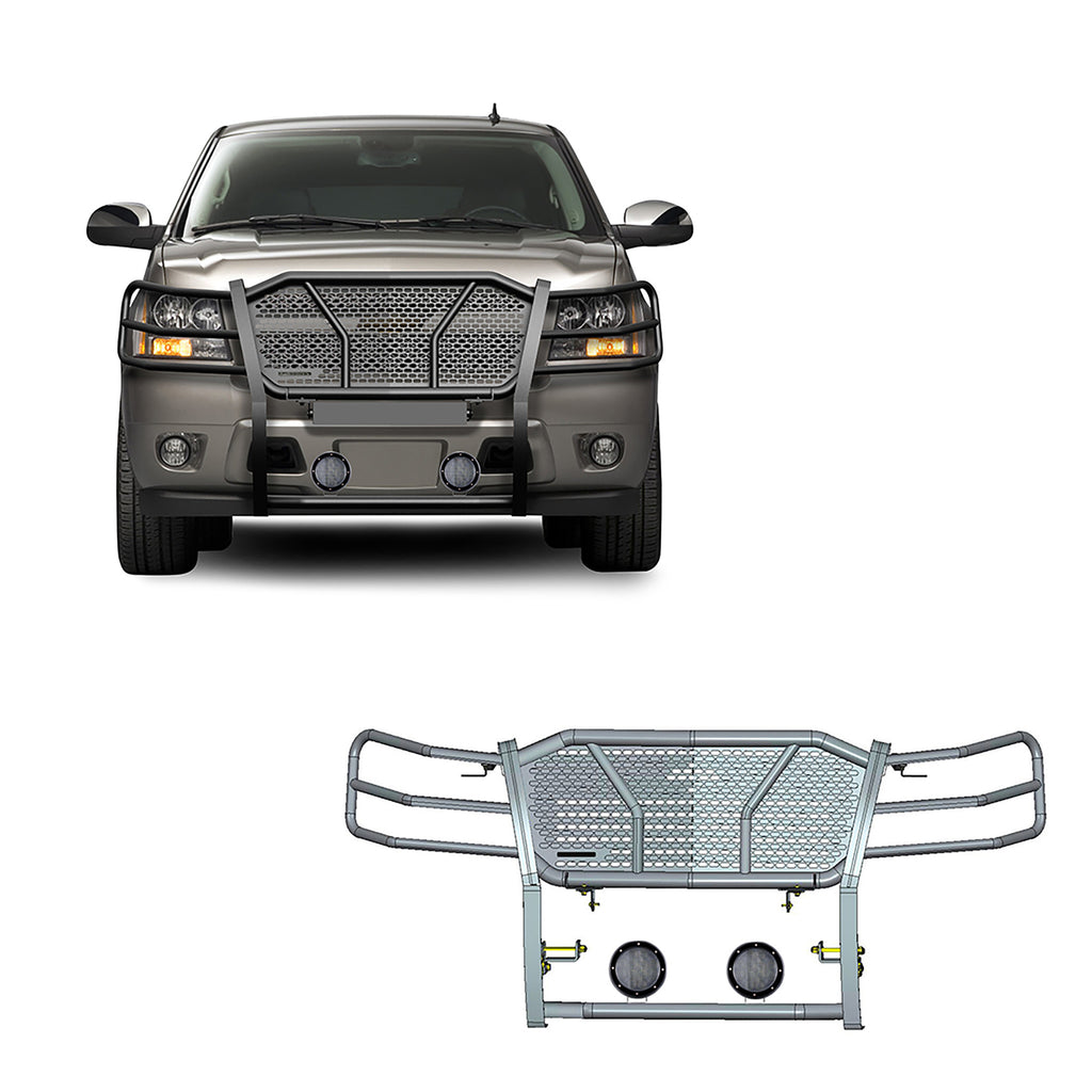 Black Horse Off Road RU-CHTA07-B-PLFB Rugged Heavy Duty Grille Guard Kit for Select Chevrolet Avalanche, Chevrolet Suburban 1500, Chevrolet Tahoe