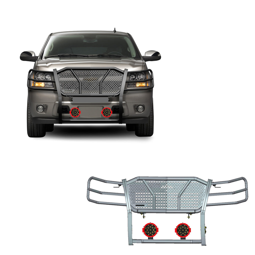 Black Horse Off Road RU-CHTA07-B-PLR Rugged Heavy Duty Grille Guard Kit for Select Chevrolet Avalanche, Chevrolet Suburban 1500, Chevrolet Tahoe