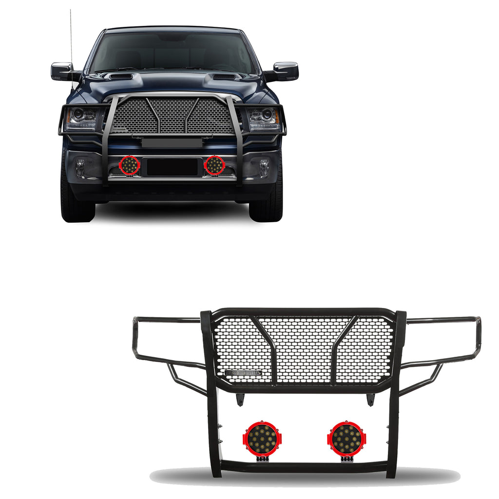 Black Horse Off Road RU-DORA09-B-PLR Rugged Heavy Duty Grille Guard Kit for Select Dodge Ram 1500, Ram 1500, Ram Classic