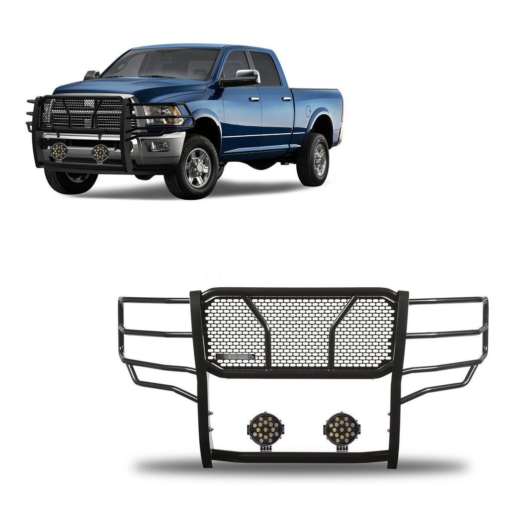 Black Horse Off Road RU-DORA10-B-PLB Rugged Heavy Duty Grille Guard Kit for Select Dodge Ram 2500, Dodge Ram 3500, Ram 2500, Ram