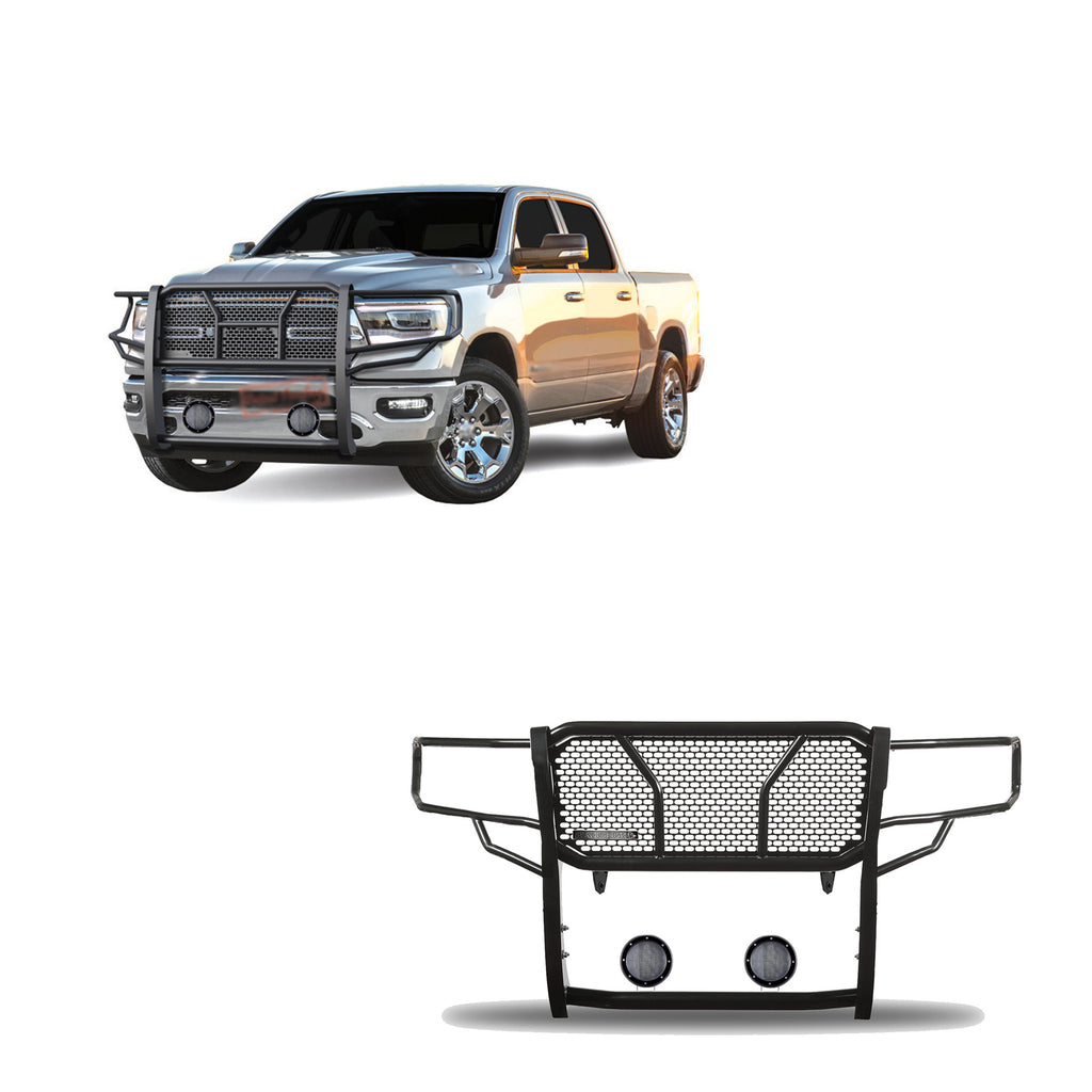 Black Horse Off Road RU-DORA19-B-PLFB Rugged Heavy Duty Grille Guard Kit for Select Ram