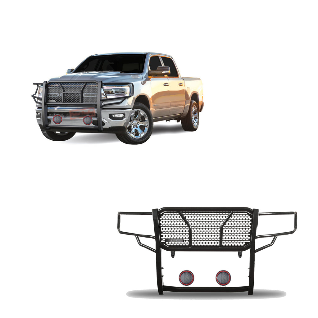 Black Horse Off Road RU-DORA19-B-PLFR Rugged Heavy Duty Grille Guard Kit for Select Ram