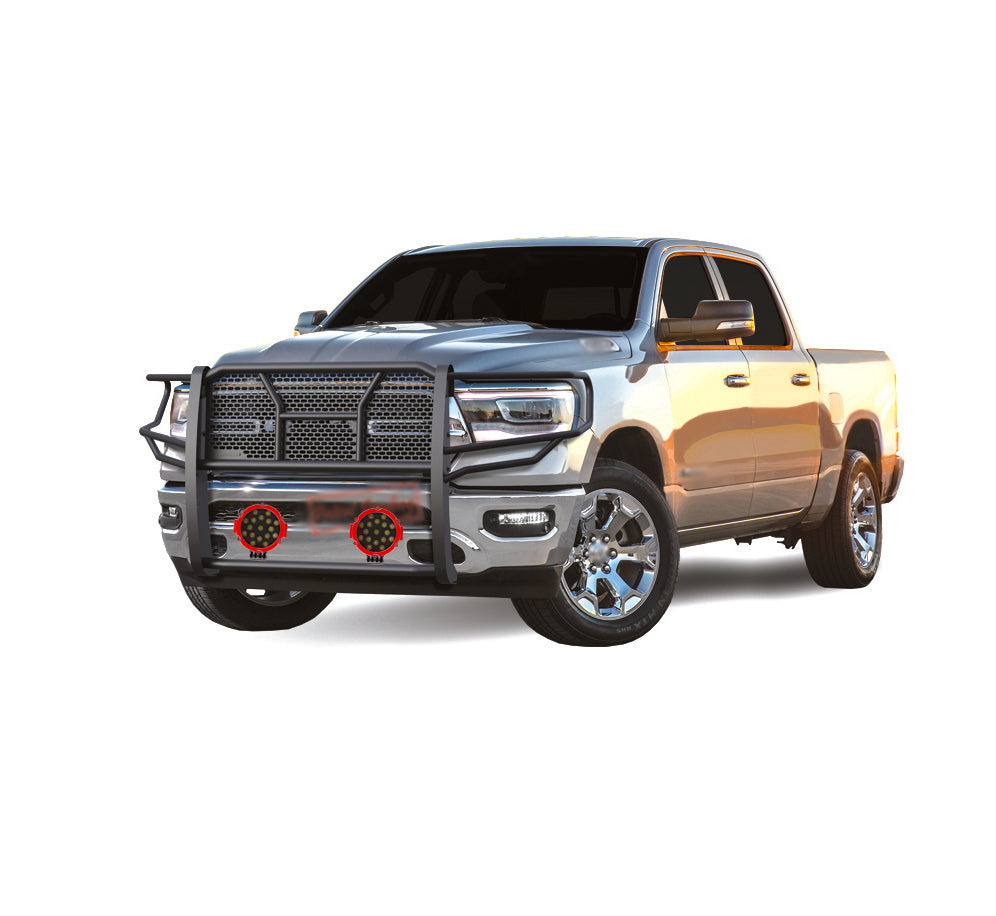 Black Horse Off Road RU-DORA19-B-PLR Rugged Heavy Duty Grille Guard Kit for Select Ram