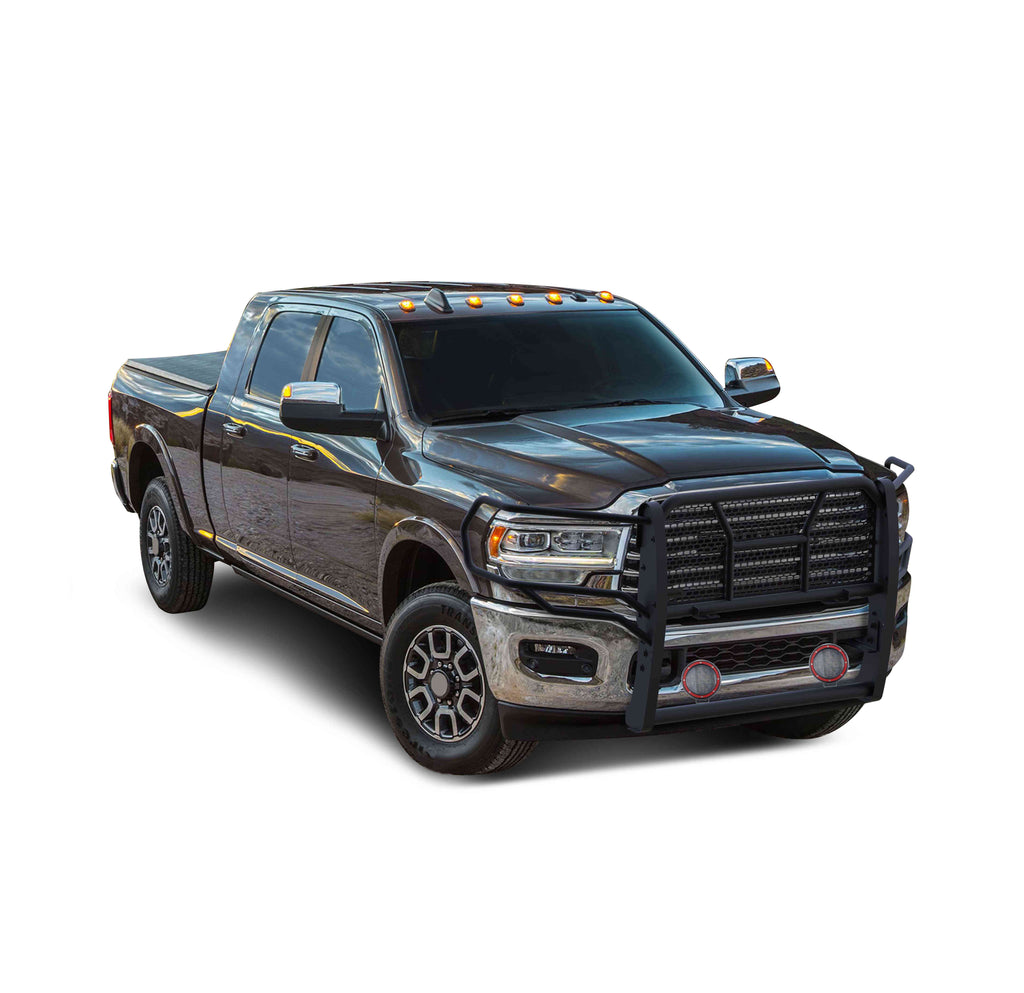 Black Horse Off Road RU-DORA20-B-PLFR Rugged Heavy Duty Grille Guard Kit for Select Ram 2500, Ram