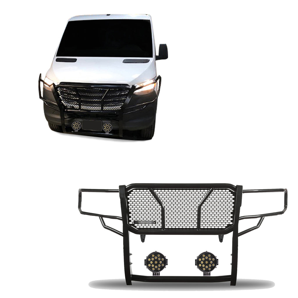 Black Horse Off Road RU-DOSP07-B-PLB Rugged Heavy Duty Grille Guard Kit for Select Dodge Sprinter 2500, Dodge Sprinter 3500, Freightliner Sprinter 2500, Freightliner Sprinter 3500, Mercedes-Benz Sprinter 1500, Mercedes-Benz Sprinter 2500, Mercedes-Benz