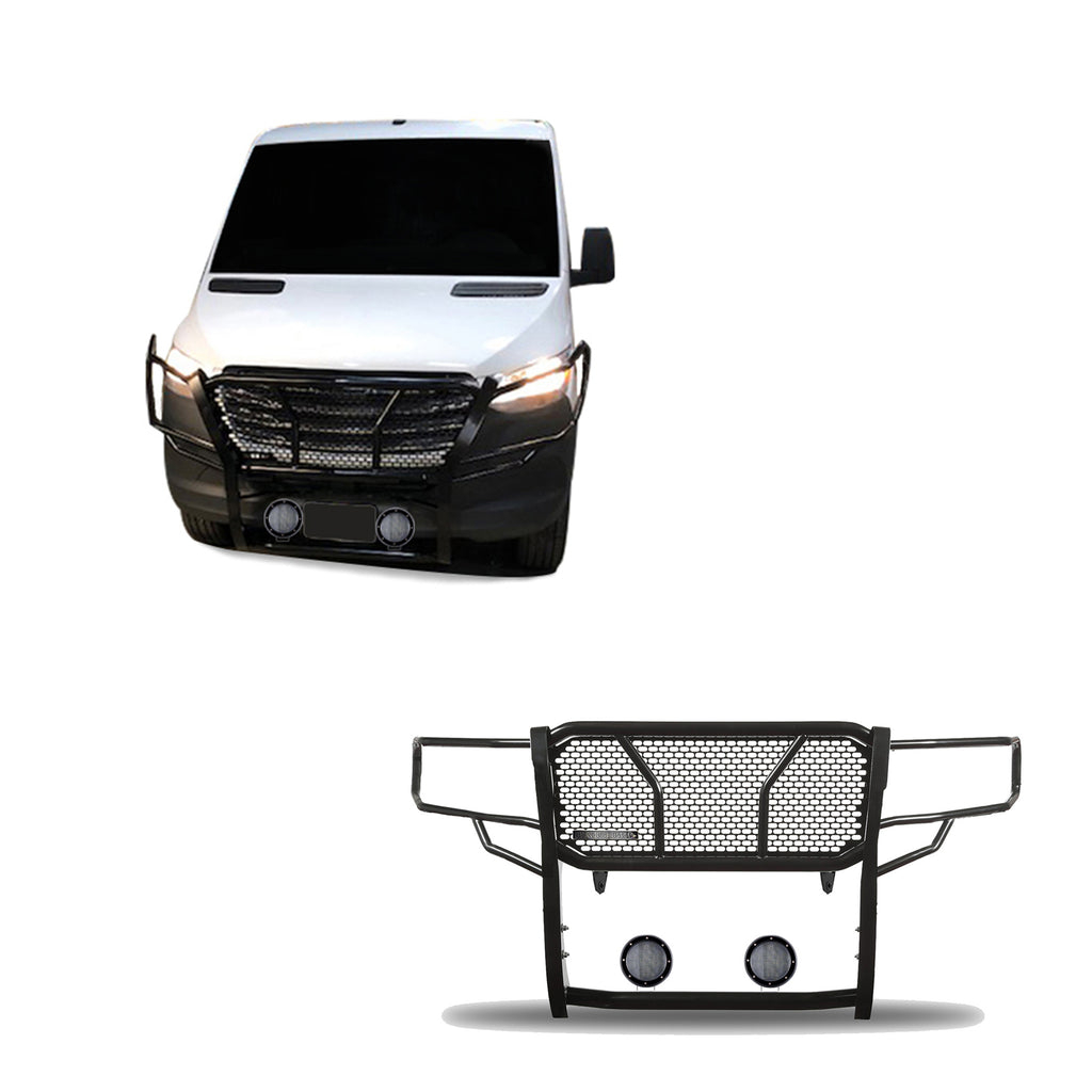 Black Horse Off Road RU-DOSP07-B-PLFB Rugged Heavy Duty Grille Guard Kit for Select Dodge Sprinter 2500, Dodge Sprinter 3500, Freightliner Sprinter 2500, Freightliner Sprinter 3500, Mercedes-Benz Sprinter 1500, Mercedes-Benz Sprinter 2500, Mercedes-Benz