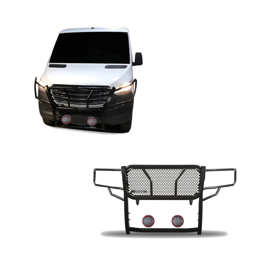 Black Horse Off Road RU-DOSP07-B-PLFR Rugged Heavy Duty Grille Guard Kit for Select Dodge Sprinter 2500, Dodge Sprinter 3500, Freightliner Sprinter 2500, Freightliner Sprinter 3500, Mercedes-Benz Sprinter 1500, Mercedes-Benz Sprinter 2500, Mercedes-Benz
