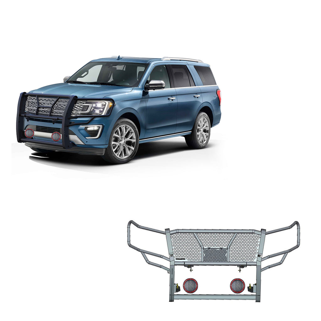 Black Horse Off Road RU-FOEX18-B-PLFR Rugged Heavy Duty Grille Guard Kit for Select Ford Expedition