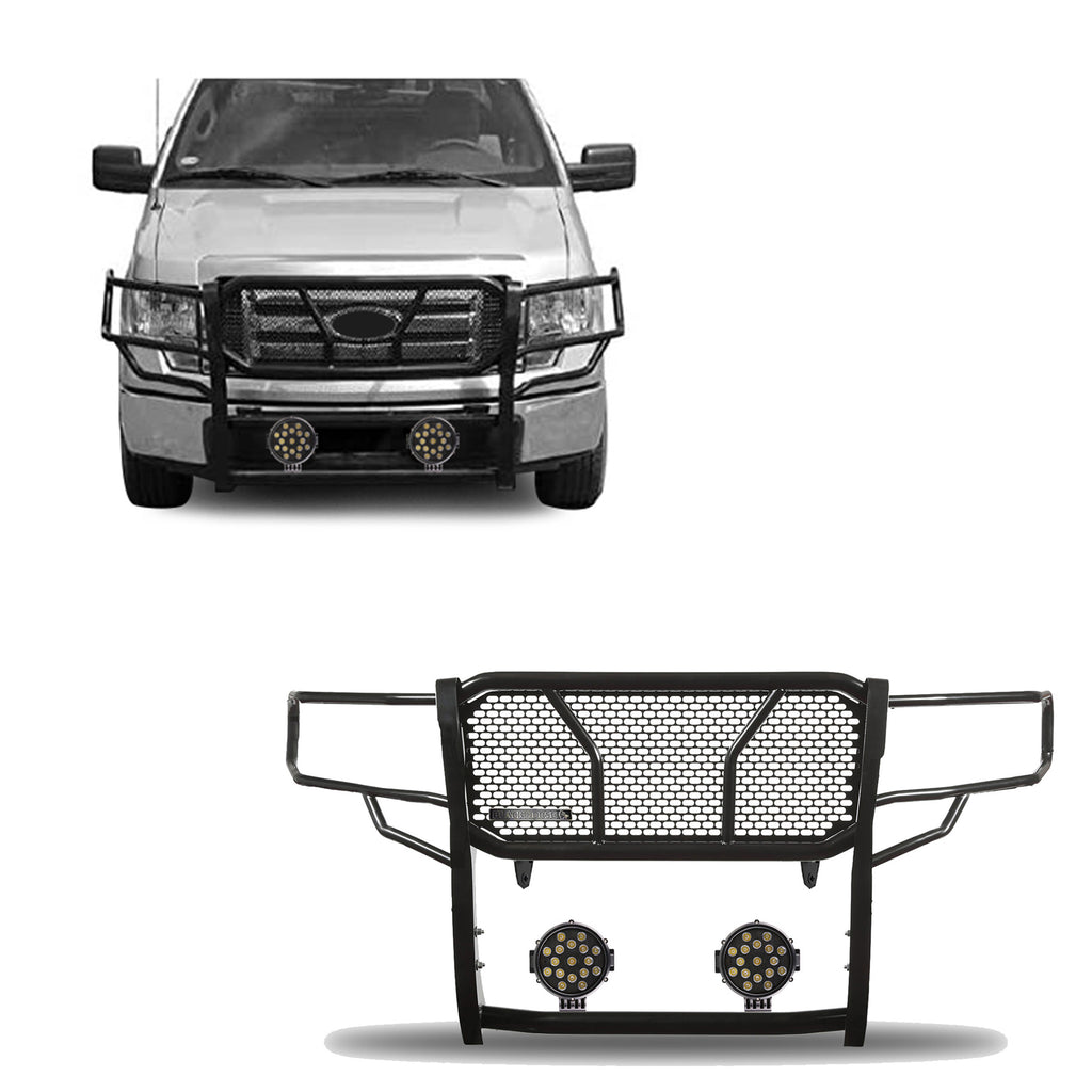 Black Horse Off Road RU-FOF109-B-PLB Rugged Heavy Duty Grille Guard Kit for Select Ford F-150