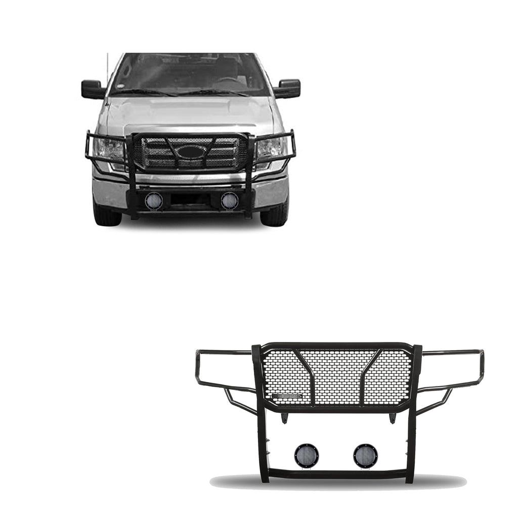 Black Horse Off Road RU-FOF109-B-PLFB Rugged Heavy Duty Grille Guard Kit for Select Ford F-150