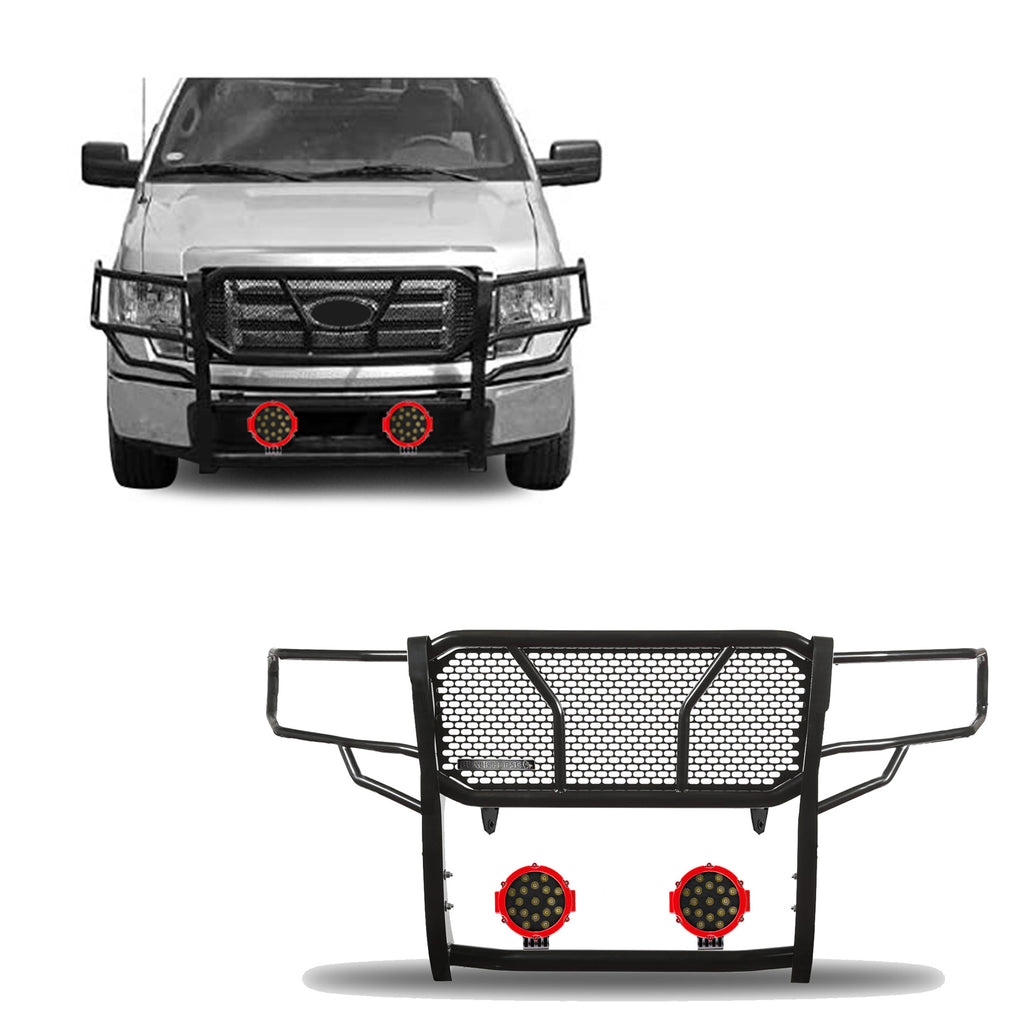 Black Horse Off Road RU-FOF109-B-PLR Rugged Heavy Duty Grille Guard Kit for Select Ford F-150
