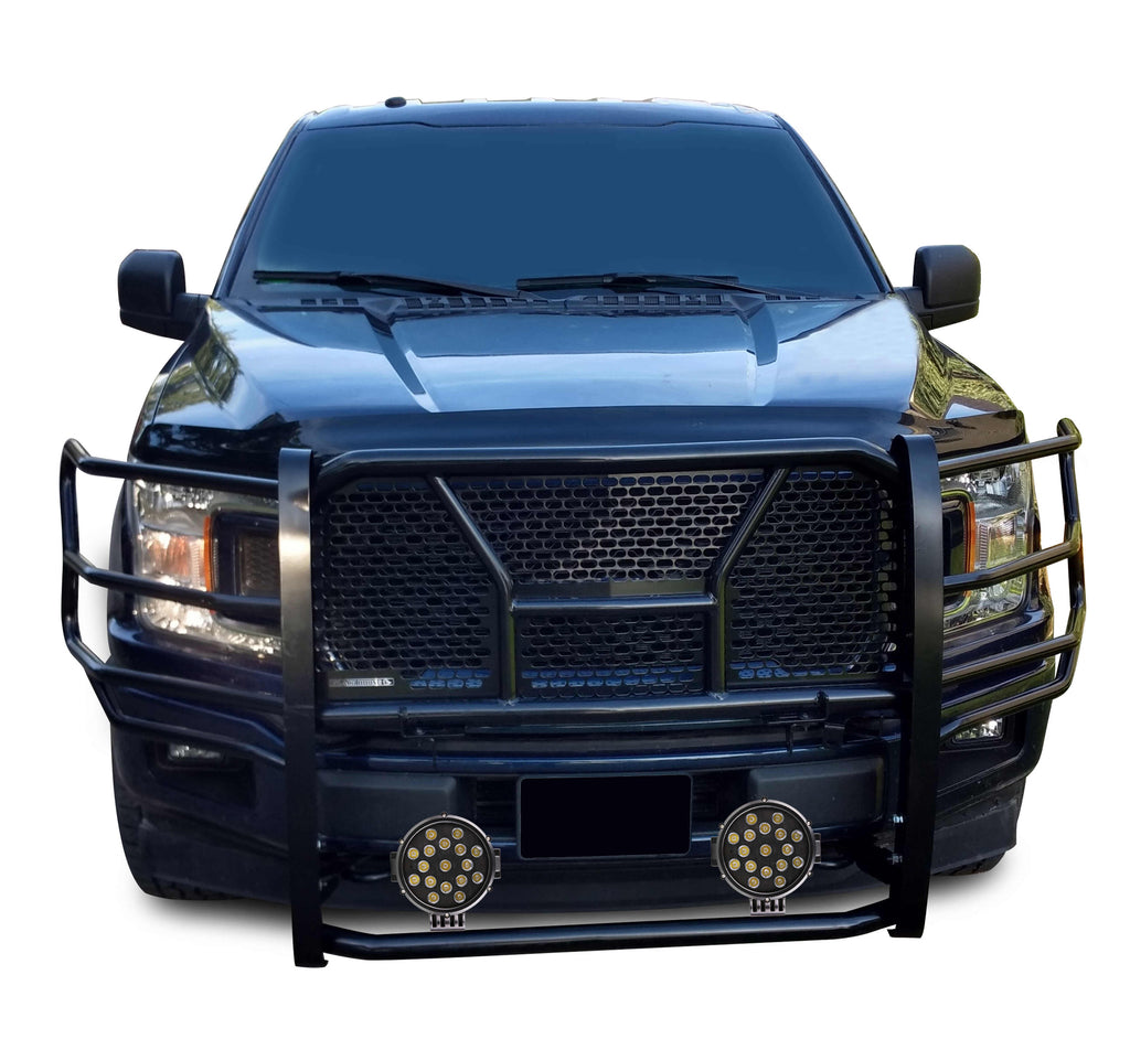 Black Horse Off Road RU-FOF115-B-PLB Rugged Heavy Duty Grille Guard Kit for Select Ford F-150
