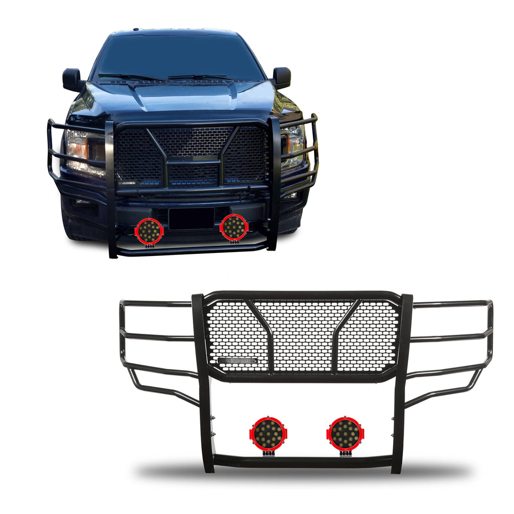Black Horse Off Road RU-FOF115-B-PLR Rugged Heavy Duty Grille Guard Kit for Select Ford F-150