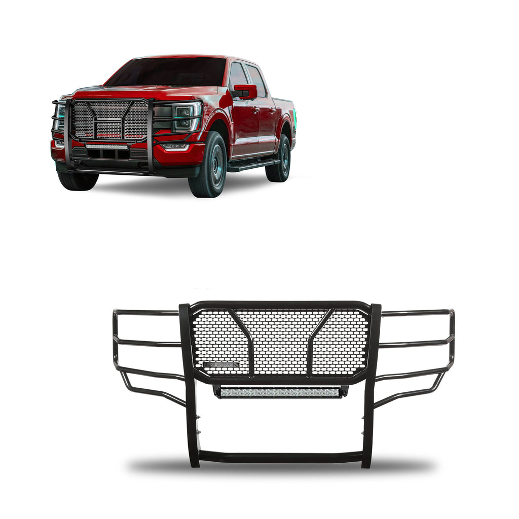 Black Horse Off Road RU-FOF116-B-K1 Rugged Heavy Duty Grille Guard Kit for Select Ford F-150