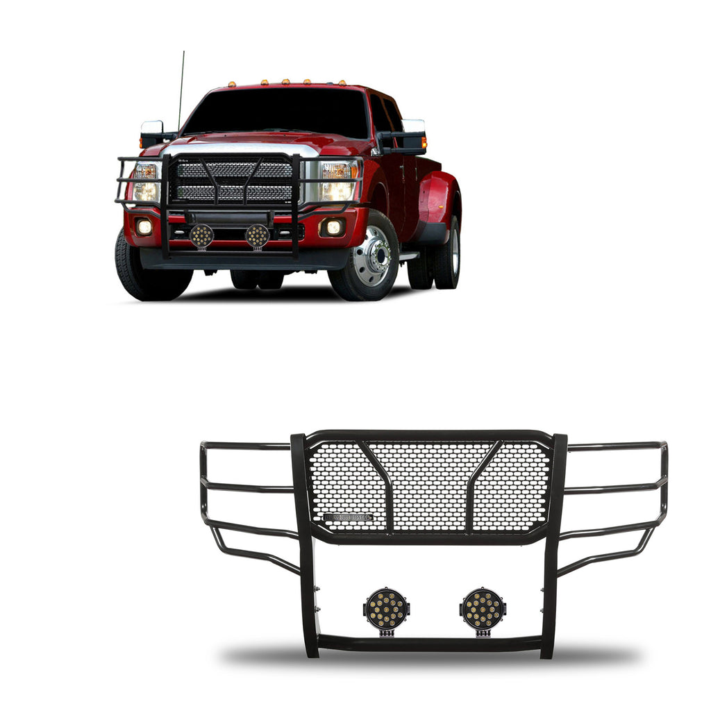 Black Horse Off Road RU-FOF211-B-PLB Rugged Heavy Duty Grille Guard Kit for Select Ford F-250 Super Duty, Ford F-350 Super Duty, Ford F-450 Super Duty, Ford F-550 Super Duty